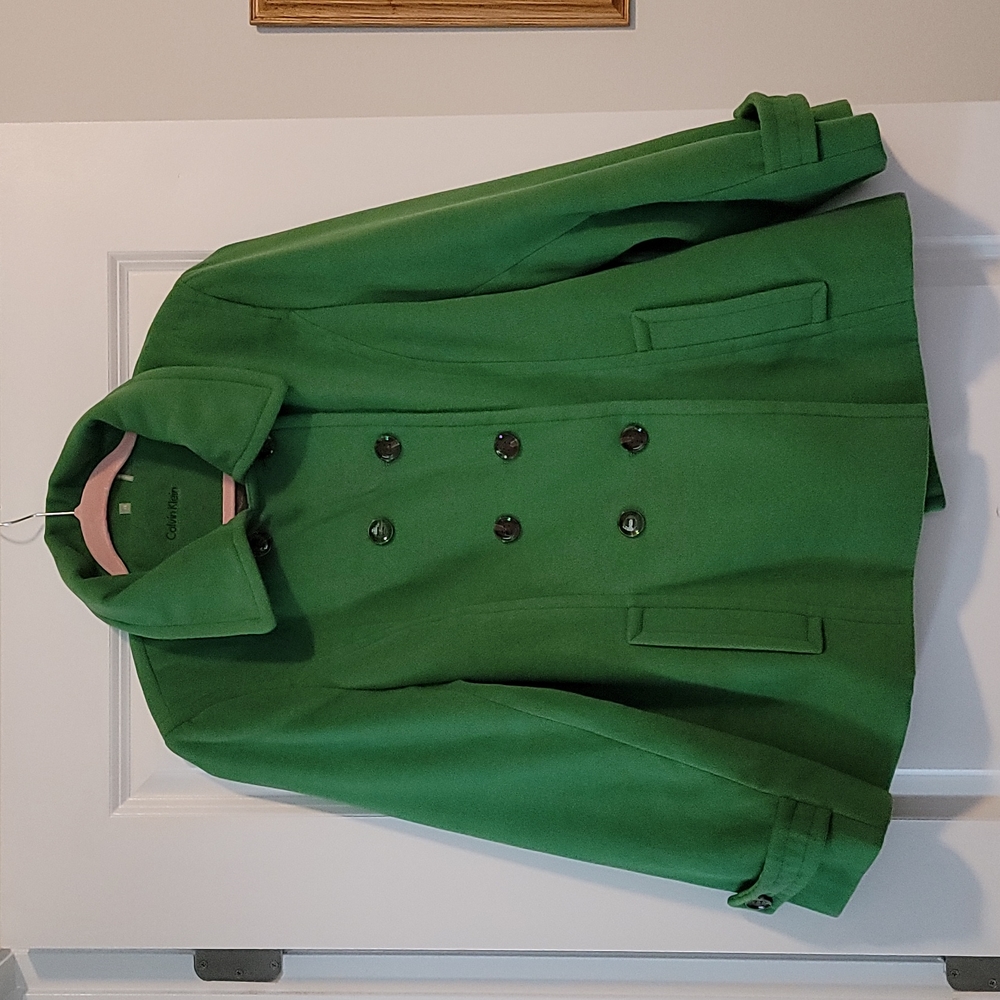 Women's Calvin Klein green double-breasted pea coat 18- gently used
